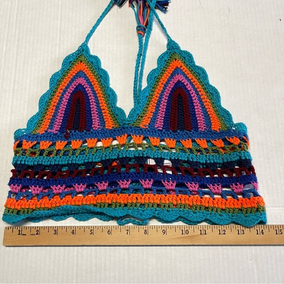 Colorful Crochet Knitted Halter Top - Picture 7 of 8